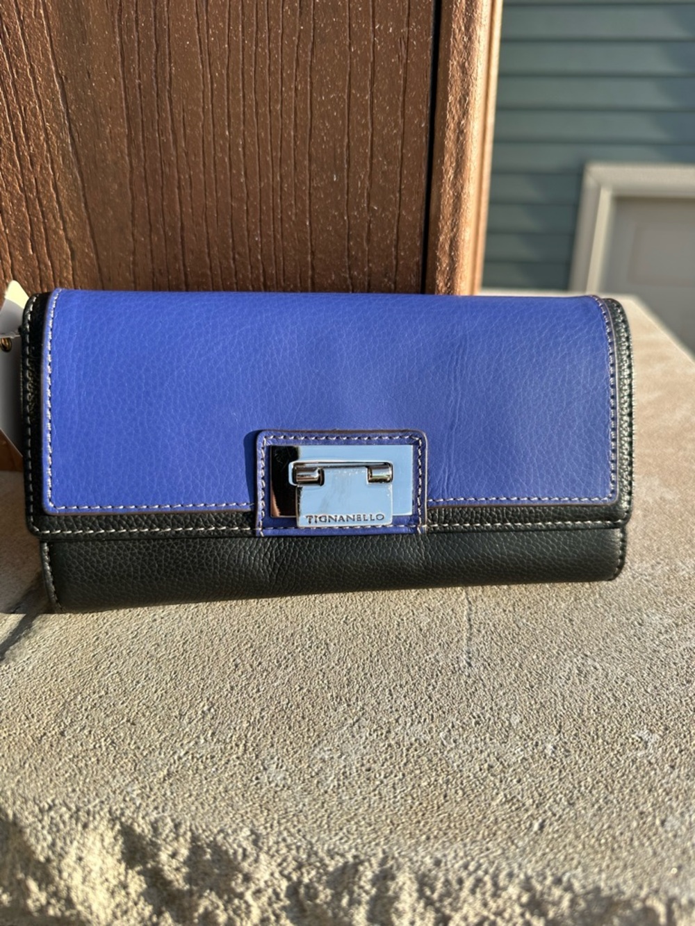 Tignanello Ombre Leather Accordion Wallet - Blue & Black